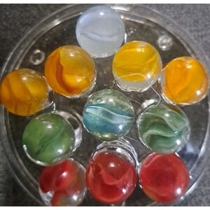 Lot Of 11 Estate Sale Marbles Mixed Color Cats Eyes